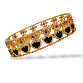 BANGLES | DIAMOND LOOK WITH RED OVAL STONES