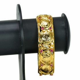 BANGLES | DIAMOND LOOK WITH RED OVAL STONES