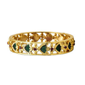 BANGLES | DIAMOND LOOK WITH RED OVAL STONES